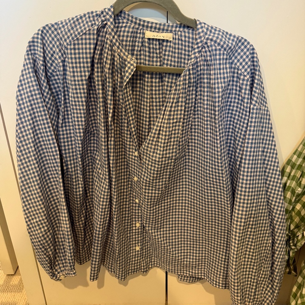 Doen Jane blue gingham top. Size small